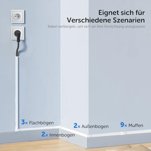 shinfly 4,8 m Kabelkanal Weiß, Kabelkanal Weiß Selbstklebend, Kabelschacht Weiss von Kabeln, Kabelleiste für die Wand, TV - 15x10 mm