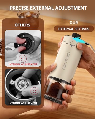 Image of CIRCLE JOY Mini Manual Coffee Grinder with 40 External Adjustable Settings and Ceramic Conical Burr, Portable Stainless Steel Hand Coffee Grinder for Home and Travel