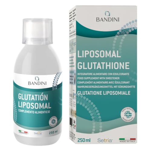 Bandini® Glutatión Liposomal Líquido 250ml 100% Vegano  Antioxidante y Antienvejecimiento   Alta Dosis y Alta Absorción   Reduce el Estrés Físico y Mental   L Glutatión con Vaso Dosificador