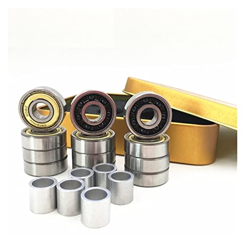KOVNOVI Professional Speed Skating Race Bearing 608 with 7 Ceramic Beads for Three-Wheel Speed Skate Shoes Bearing Skates DINGGUANGHE (Color : 12 Bearings and 6 Spacer)