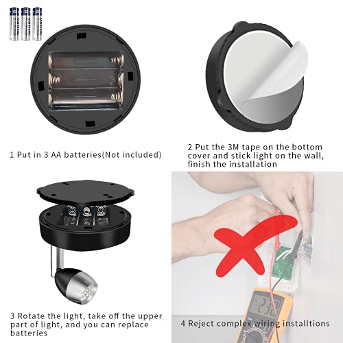 Rgb Wireless Spotlight,Led Puck Light, Led Accent Battery Operated Lights With Remote, Dimmable Puck Light With Rotatable Light Head For Painting Picture Artwork Closet 2Pack (Rgb Black) #TOP2