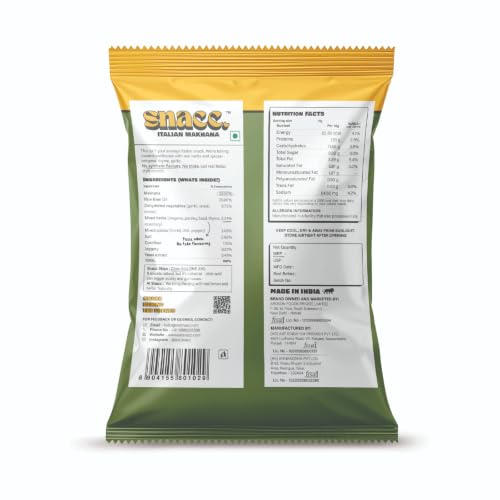 Image of Snacc Roasted Makhana | Superfood Snack | No Preservatives | Real Dehydrated Veggies| (Italian, 18g x 6 (108g))