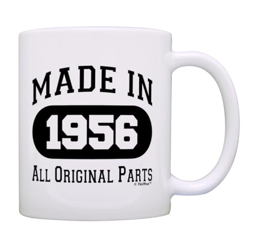 ThisWear 70th Birthday Mug Made in 1956 Original Parts 70th Birthday Party Decor 11oz Ceramic Coffee Mug with Handle White