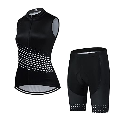 Sudusudo Women's Cycling Jersey Set Sleeveless Bike Shirts Cycling Vest Shorts Bicycle Clothing Short With Gel Padded #TOP15