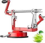 Apple Peeler Slicer Corer with Stainless Steel Blades and Powerful Suction Base for Apples Pears Potatoes(Red)
