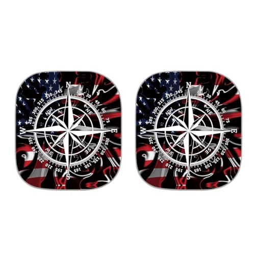 Image of Car Front Windshield Sun Shade Reflect UV Sun and Heat Compass Flag Foldable 2-Piece Car Windshield Sunshades Interior Accessories Protection Universal Vehicle Accessories