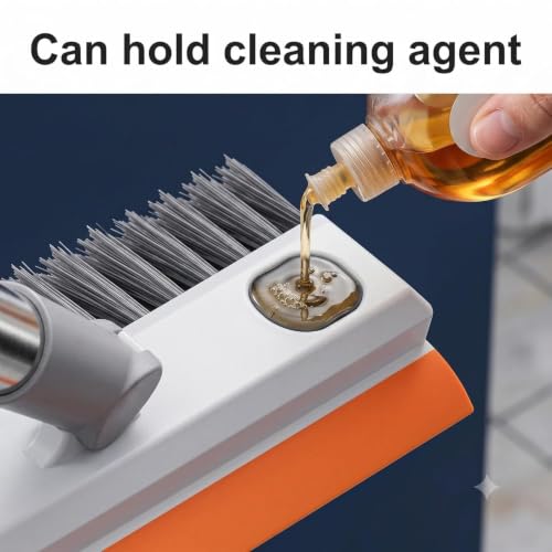 Image of 3-in-1 Bathroom Cleaning Brush with Wiper - 180 Rotating V-Shaped Brush