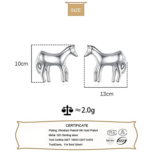 Boucles d'oreilles cheval argent 925 véritable bijou fin chic - 3