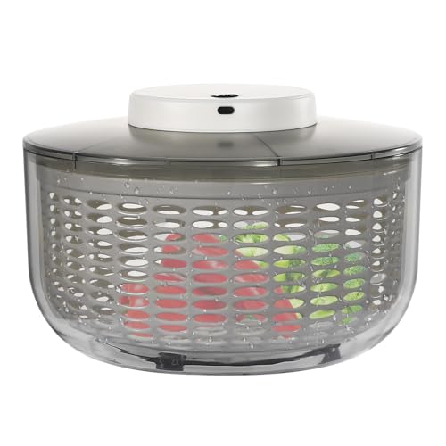 NTINGDE Electric Salad Spinner 6W, 6L/6.34Qt Fruit Vegetable Washer Dryer Countertop Vegetable Dehydrator w/Bowl & Colander Round Lettuce Dryer for Draining, Dehydrating, Storing Vegetables