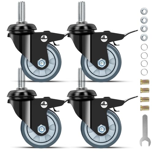 3 inch Swivel Caster Wheels Set of 4,Heavy Duty Stem Caster Wheels 1200lbs,3/8