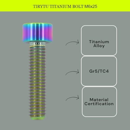 Image of M6x25 Titanium Bolts Hex Socket Cap Screw, Colorful, 4PC | Lightweight Design, Ideal for Humid /Salty Environments, Socket Head Hex Key No Washer, MTB /Motorcycle Bolts