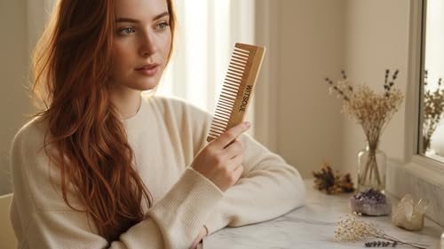 Image of WITSOUL Neem Wood Comb ORGANIC /Ayurvedic /Anti-Dandruff Comb For Men And Women /Brown color / (SET OF 4) (2patticomb)
