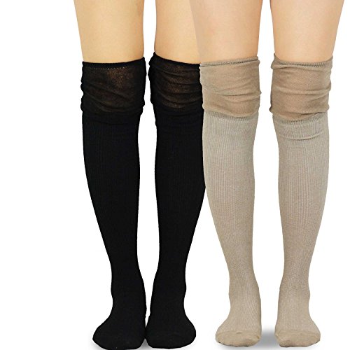 Image of Fashionable Cotton Slouchy Boot Socks for Women and Girls: Long Thigh Highs, Over-the-Knee Highs, and Knee Highs
