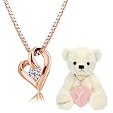 [シアーズ] ネックレス レディース ホワイト テディベア 付き ピンクゴールドカラー オープンハート ジルコニア p6127-tdt-01-p-w
