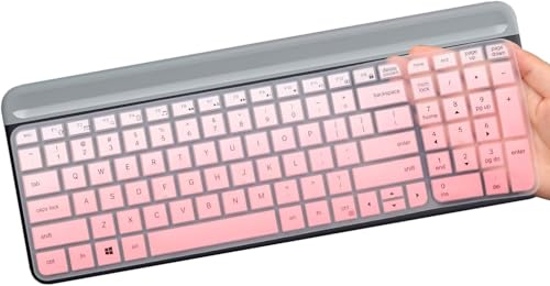 Image of Keyboard Cover for Logitech MK470 & Logitech MK470 Wireless Ultra Thin Silicone Keyboard Protector Skin Logitech MK470 Accessories- Pink