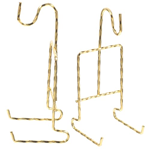 BUGUUYO Soporte Para Exhibición De Platos y Tazas De Cerámica Dorado Diseño De Cuerda, Estructura De Hierro Resistente, Para Cocina y Comedor, Juego De 2 Unidades