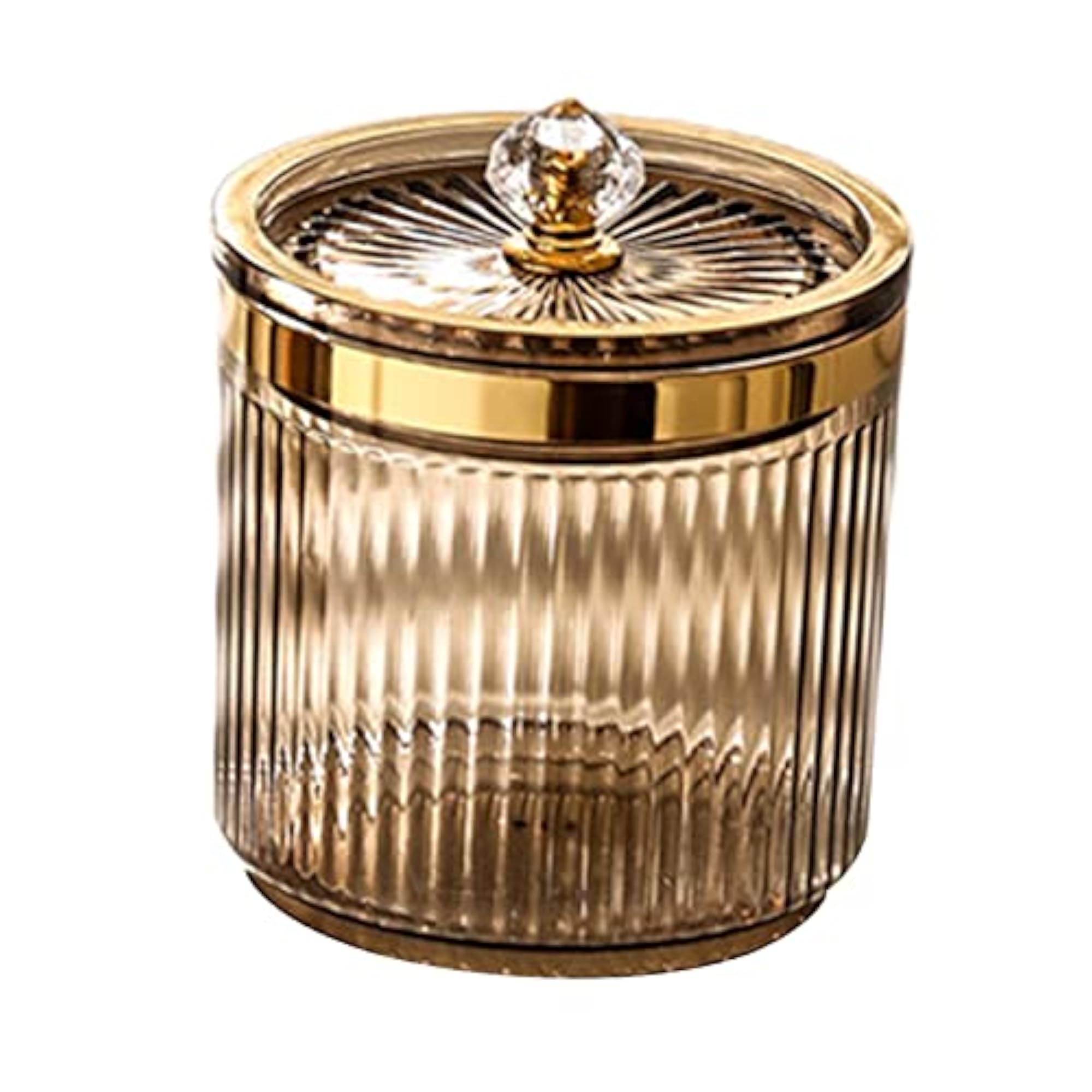 Makeup Cotton Swab Ball Holder Jar with Lid, Brown
