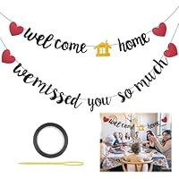 Welcome Home Banner,Schwarz Willkommen Zuhause Deko,Herzlich Willkommen Girlande,Welcome Back Banner für Familie Party Rückkehr Familienfeiern