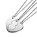 LUVI Fusicase Jewelry Necklaces Best Friend Forever BFF Metal Split Heart Necklaces Couples Three Part Necklaces
