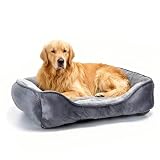Nobleza Hundebett für Hunde, 87x77cm, Superweiches Hundekissen, Waschbarer & Rutschfester Hundekorb mit Hohem Rand, Haustierbett für Hunde und Katzen, Grau
