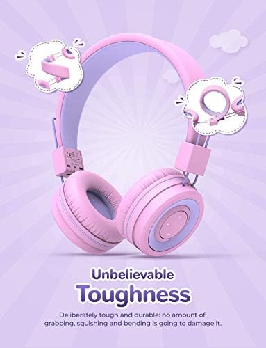iClever Kids Bluetooth Headphones, Kids Wireless Headphones with MIC, Volume Limited, Bluetooth 5.0 & Stereo Sound, Foldable, Adjustable Headband, Childrens Headphones for School/Travel