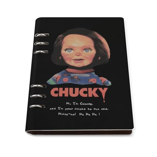 バインダーノート チャッキー チャイルドプレイ ホラー映画 ルーズリーフノート システム手帳 手帳 日記帳 メモ帳 6穴 A5サイズ PUレザー リフィル手帳 文房具 オフィス用品