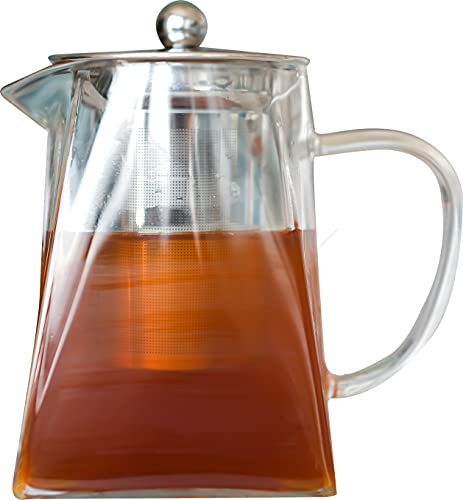 VALENTEA Teekanne/Glaskanne "Louvre" - hitzebeständig - Teebereiter aus Borsilikatglas - Edelstahl Sieb ideal zur Zubereitung von losen Tees | tropffrei Cover