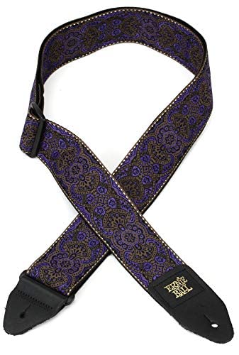 Ernie Ball Sangle en jacquard, motif cachemire violet - Les Beatles, Paul McCartney, John Lennon, RIngo Starr, George Harrison Ernie Ball Sangle en jacquard, motif cachemire violet
