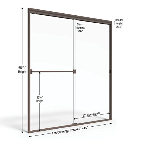 Basco Classic Sliding Shower Door, Fits 40-44 Inch Opening, Obsure Glass, Oil Rubbed Bronze Finish #TOP1