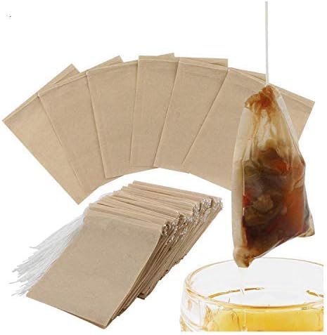 100 Pcs Tea Filter Bags Disposable Paper Tea Bag with Drawstring Safe Strong Penetration Unbleached Paper for Loose Leaf Tea and Coffee (100 pcs 5x6CM)