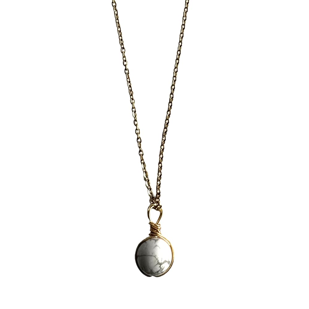 VIE Halo Gemstone Pendant, Sphere, Howlite