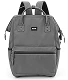 himawari Mochila para laptop de 15,6 polegadas com porta USB – Bolsa de nylon antifurto à prova d'água para faculdade, viagens e deslocamento para homens e mulheres, Cinza escuro, Large, Casual