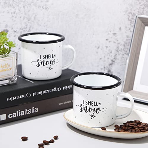 Potchen 2 Pieces I Smell Snow Enamel Mug Christmas Coffee Mug Christmas Gift For Family Friends Daughter Wife Holiday Winter Gifts #TOP6