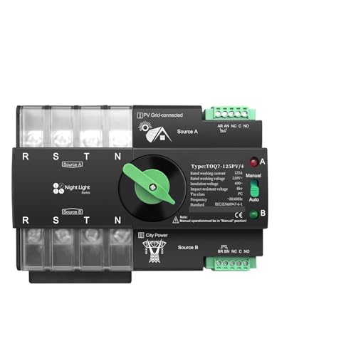 Commutateur ATS 4P 125A de transfert triphasé sur rail DIN TOQ7