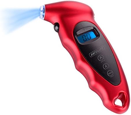 SAFELIFE Digital Tire Pressure Gauge 150 PSI Digital Tire Gauge with Backlit LCD and Non-Slip Grip (1pack red)