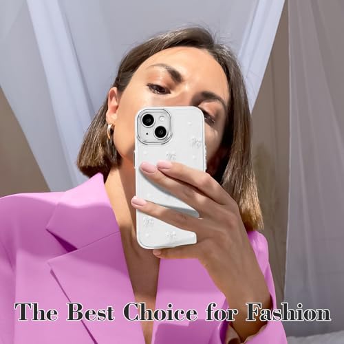 EYZUTAK Case for iPhone 15, Bling Glitter 3D Bowknot Phone Case Cute Sparkly Crystal Clear Bow Aesthetic Design Case Slim Soft Durable TPU Transparent Protective Cover for Women Girl - White Bow by EYZUTAK - Used condition - Image 7