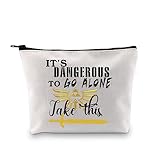 PXTIDY Cartoon Game Kosmetiktasche Gamer inspiriertes Geschenk It's Dangerous to Go Alone Take This Makeup Zipper Pouch Bag, beige, Einheitsgröße, Make-up-Tasche