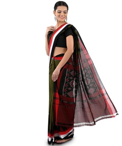 Image of Nuapatna Cotton Saree of Odisha Ikkat Orissa Traditional Handloom Sari | Bomkai | Pata | Nuapatana | sambalpuri saree | khandua patta sare | without Blouse S8