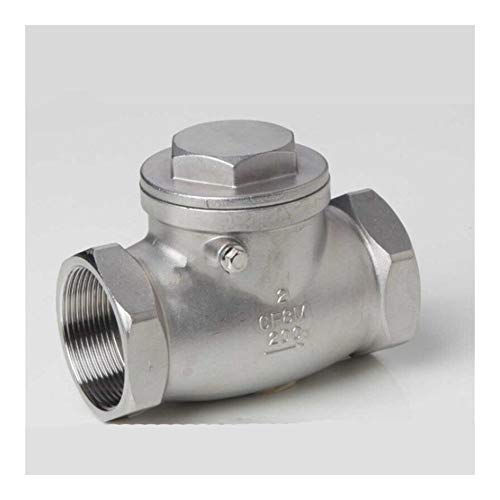 HJCMOONB Needle Valve Stainless Steel Wire Mouth Horizontal Non-Return Valve 304 Stainless Steel Female Thread Swing Check Valve 1/2 3/4 1 1-1/4 Inch(DN40)