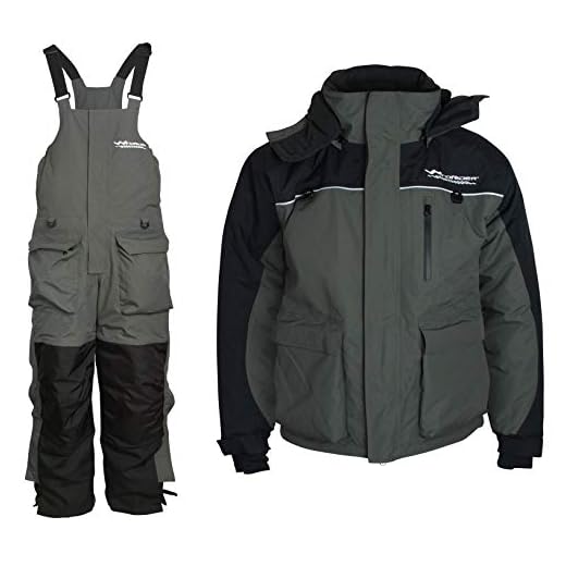 WindRider Ice Fishing Suit | Insulated Bibs and Jacket | Flotation | Tons of Pockets | Adjustable Inseam | Reflective Piping | Waterproof Gear for Ice Fishing and Snowmobiling (Large)