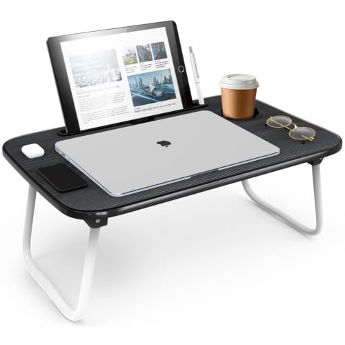 Image of Nestl Lap Desk Bed Table Tray, Portable Laptop Stand for Desk & Bed 19 inchx12 inch | Adjustable Laptop Stand with Foldable Legs for Easy Storage, Tablet Slot & Cup Holder, Sturdy Reading Desk for Sofa Bed Floor