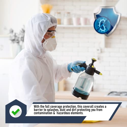 Medical Nation Hazmat Suits Disposable | 2 Pack | With Hood, Heavy Duty, Breathable Disposable Coverall, Painter Suit | Large - Thumbnail 4