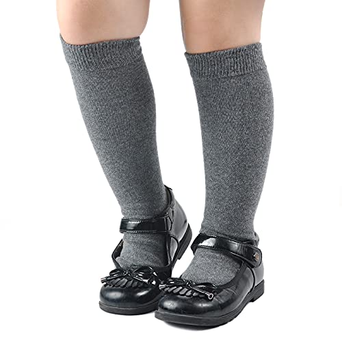EPEIUS Girls Knee High Seamless Cotton School Uniform Knee Socks - Plain/Cable Kids Boy Over the Calf Socks2