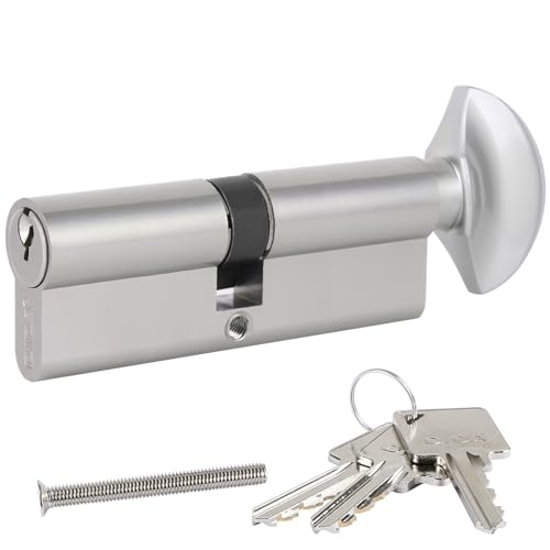 DIDA® 90mm(45T/45) Thumb Turn Euro Cylinder Lock,UPVC Barrel Lock with 3 Keys Anti-Pick,Anti-Bump,Anti-Drill,High Security,Nickel Finish,Suitable for All Door Types,BS EN 1303:2005
