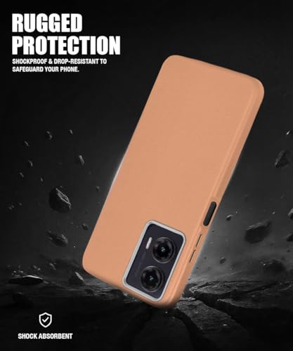 Image of WOW IMAGINE Back Cover for Motorola Moto G35 5G | Ultra Slim Flexible Non-Slip Grip | Inner Fabric | Metal Camera Ring & Lightweight Soft Silicone Mobile Case - Tan Brown
