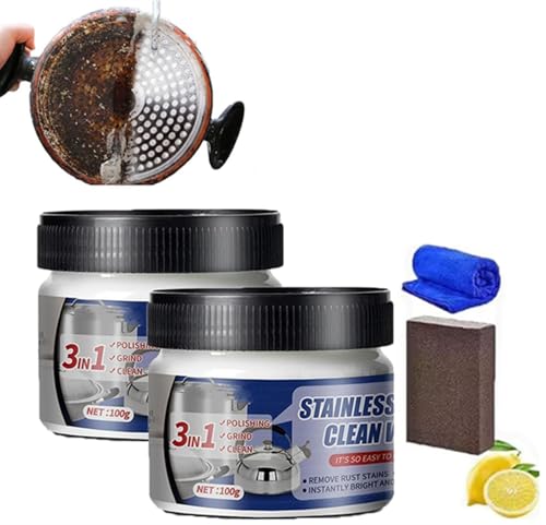 Cera limpia de acero inoxidable, pasta de limpieza de acero inoxidable de nano-tecnología, segura para superficies de metal, pasta de pulido de metal, pasta de pulido de metal para ollas y sartenes