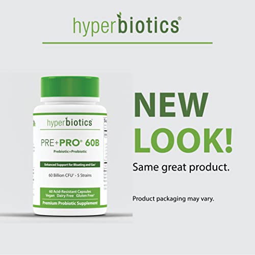 Hyperbiotics Vegan Prebiotics Plus Probiotics For Women, Men, Adults | Advanced Strength Capsules | Premium Nutritional Supplement | Digestive Support, Immune System Boost | 60 Billion Cfu | 60 Count #TOP4