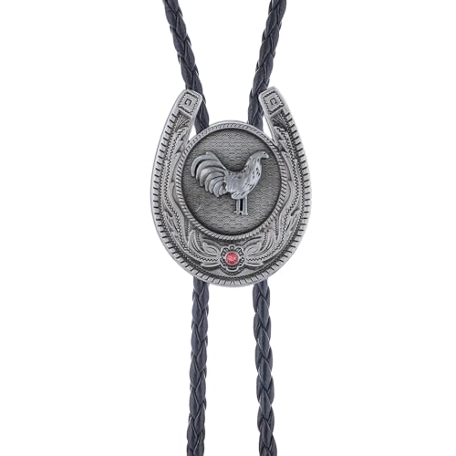 Image of Jeilwiy Bolo Tie for Men, Western Cowboy Golden Longhorn Bull Eagle Horse Cowboy Hat Bolo Necklace Leather Necktie for Women
