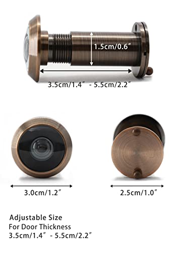 Togu Tg3016Yg-Ac Solid Brass Ul Listed Hd Glass Lens 220-Degree Door Viewer Peephole With Heavy Duty Privacy Cover For 1-3/8" To 2-1/6" Doors, Antique Copper Finish #TOP3