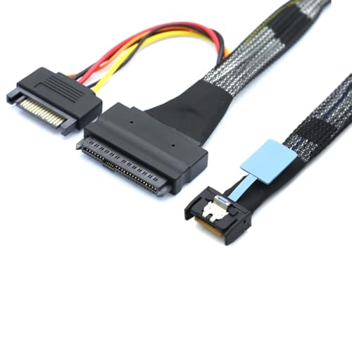 Cable Gen5 MCIO Slimline SFF-8654 0.5M con SATA 15P miniatura 2
